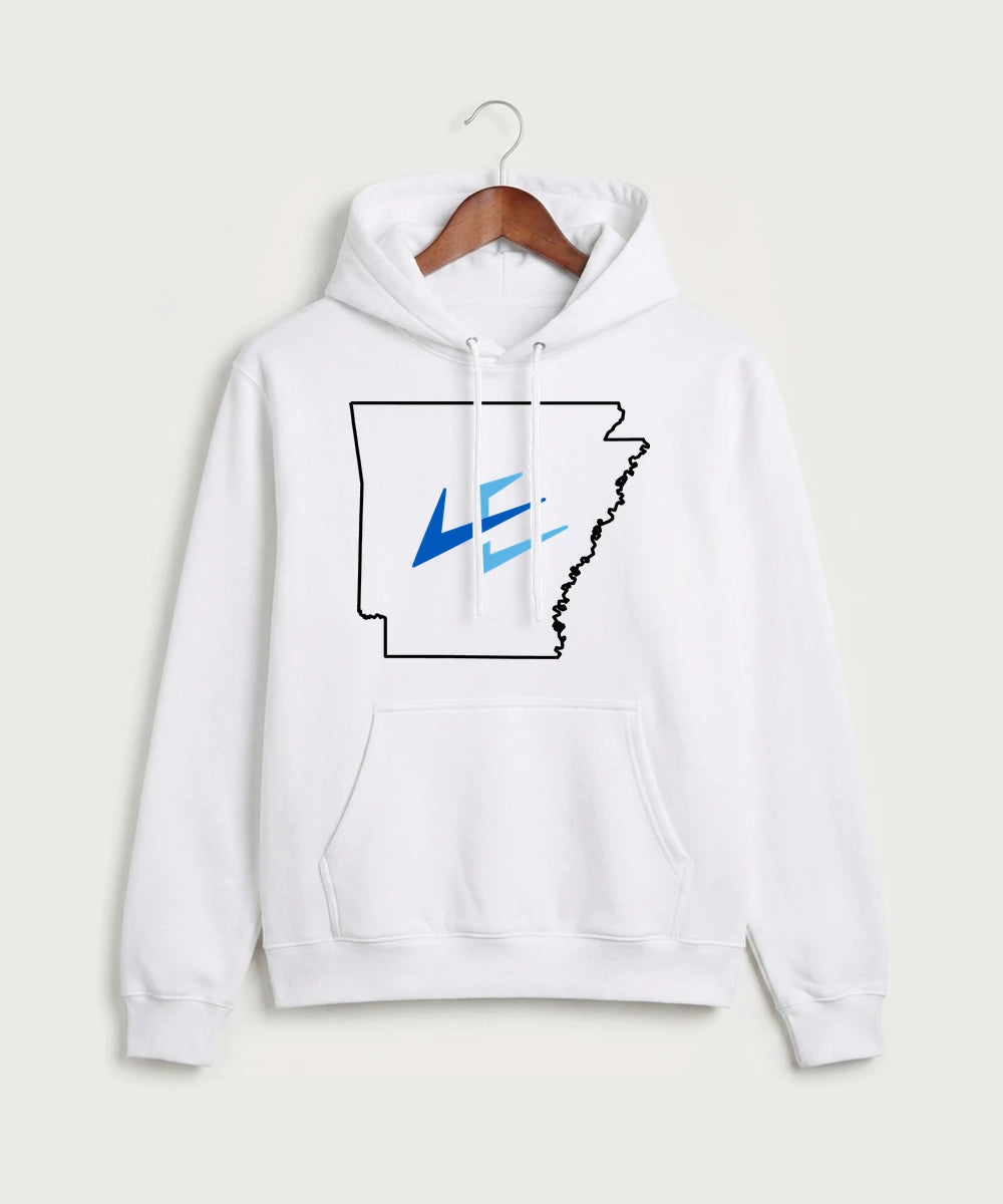 Leading Edge Arkansas Team Store - White Port & Co Core Fleece Pullover Hooded Sweatshirt. PC78H