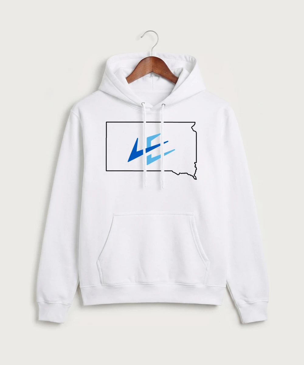 Leading Edge South Dakota Team Store - White Port & Co Core Fleece Pullover Hooded Sweatshirt. PC78H