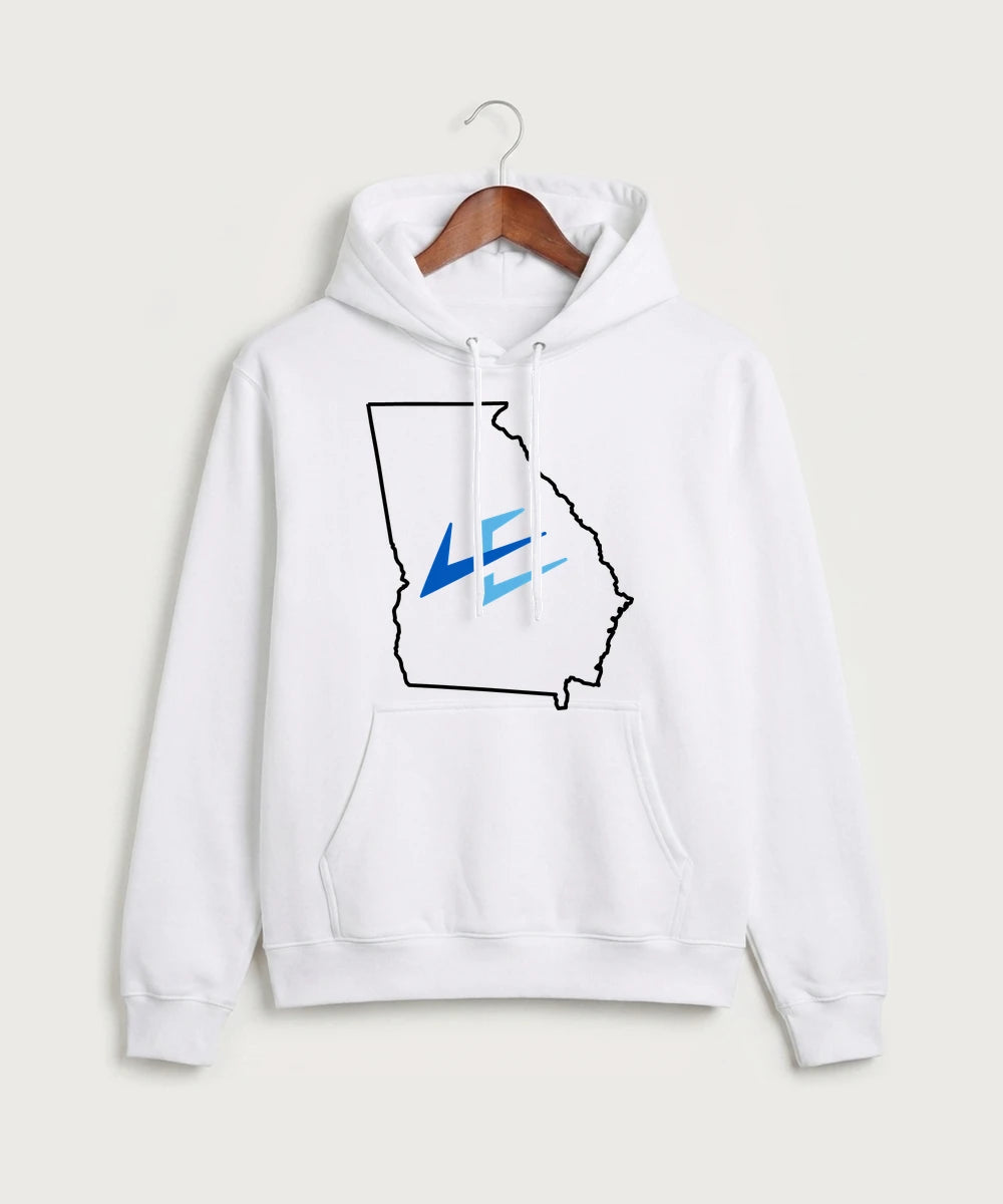 Leading Edge Georgia Team Store - White Port & Co Core Fleece Pullover Hooded Sweatshirt. PC78H