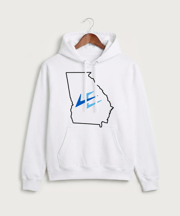 Leading Edge Georgia Team Store - White Port & Co Core Fleece Pullover Hooded Sweatshirt. PC78H