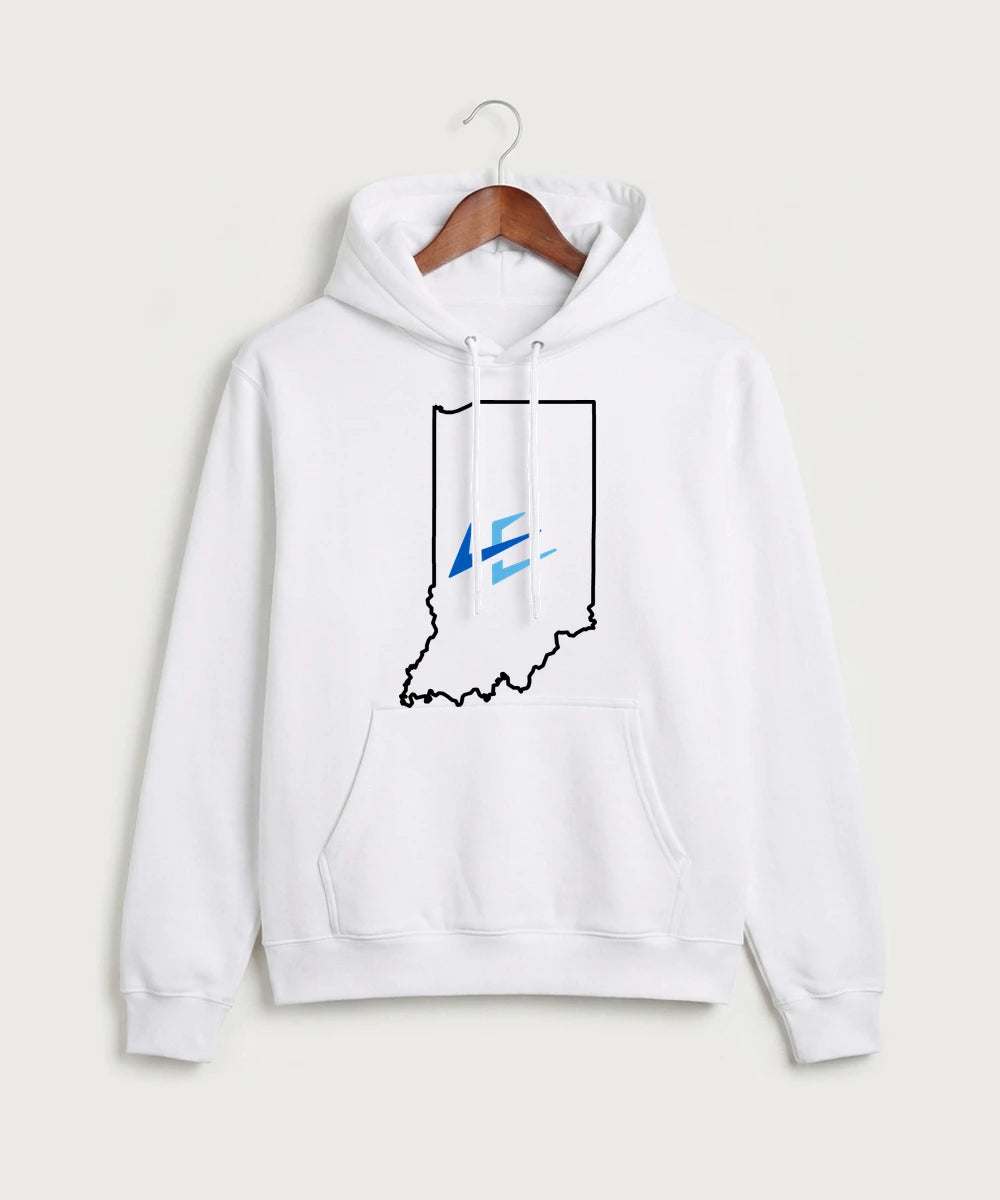 Leading Edge Indiana Team Store - White Port & Co Core Fleece Pullover Hooded Sweatshirt. PC78H