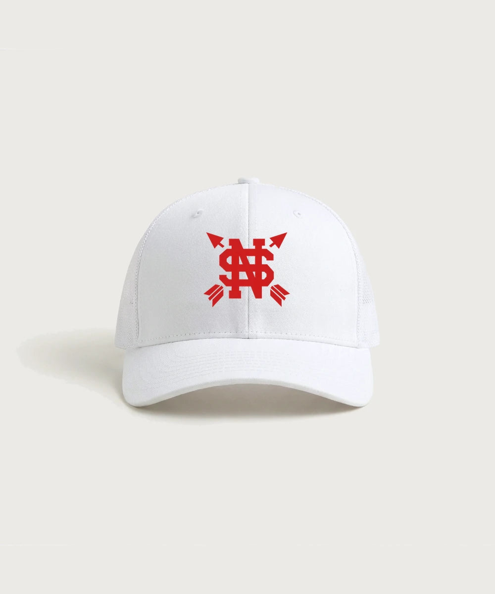 Lancer Archer Club Archery Team Store - White/ White Sport-Tek Club Trucker Cap STC46