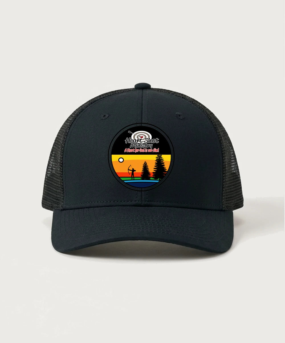 Heart Shot Ministry Archery Team Store - Black/ Black Sport-Tek Club Trucker Cap STC46