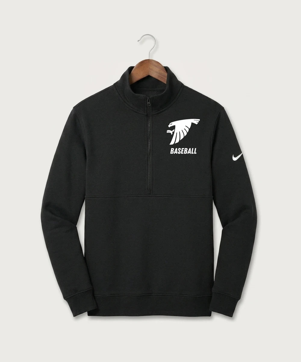 Sauk Valley Community College Baseball Team Store - Black Nike Club Fleece Sleeve Swoosh 1/2-Zip NKDX6718