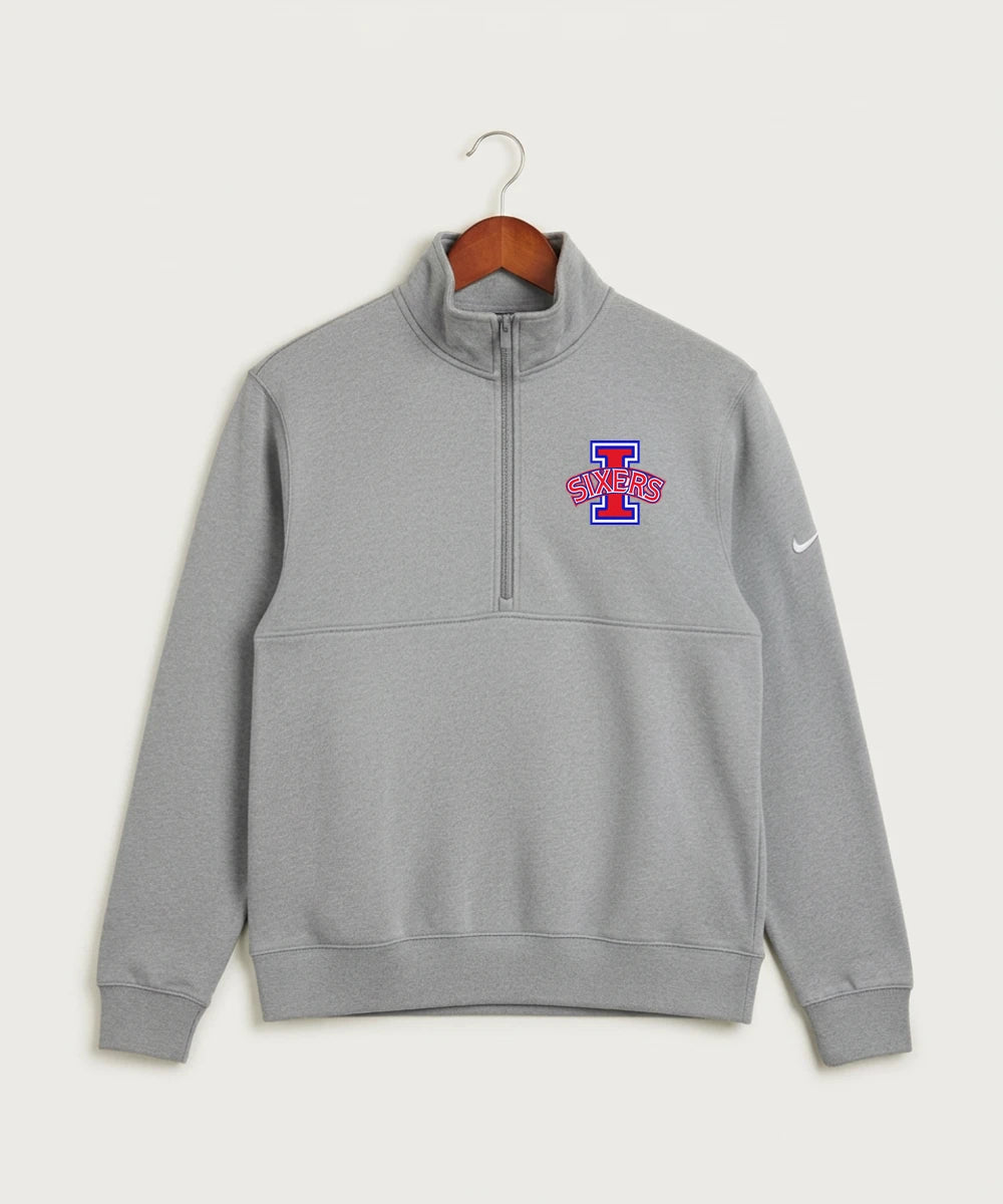 Independence High School Cheer Team - Dark Grey Heather Nike Club Fleece Sleeve Swoosh 1/2-Zip NKDX6718