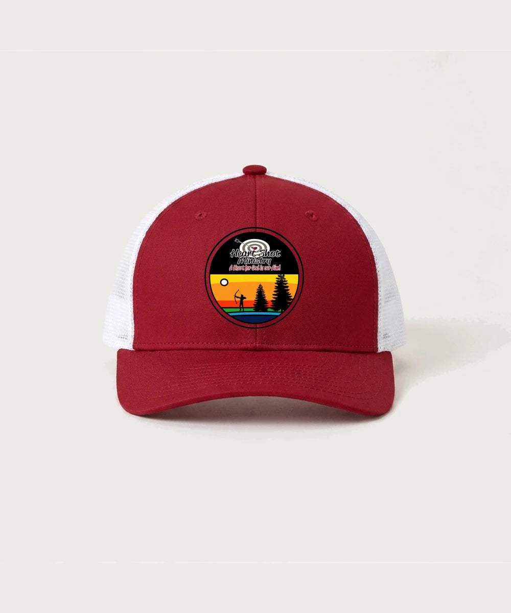 Heart Shot Ministry Archery Team Store - Deep Red/ White Sport-Tek Club Trucker Cap STC46