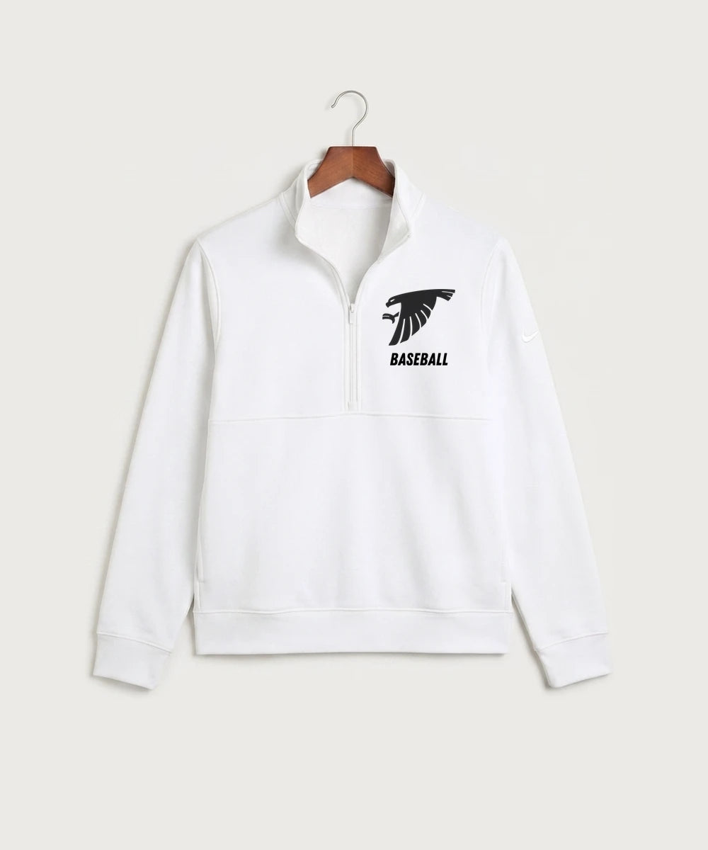 Sauk Valley Community College Baseball Team Store - White Nike Club Fleece Sleeve Swoosh 1/2-Zip NKDX6718
