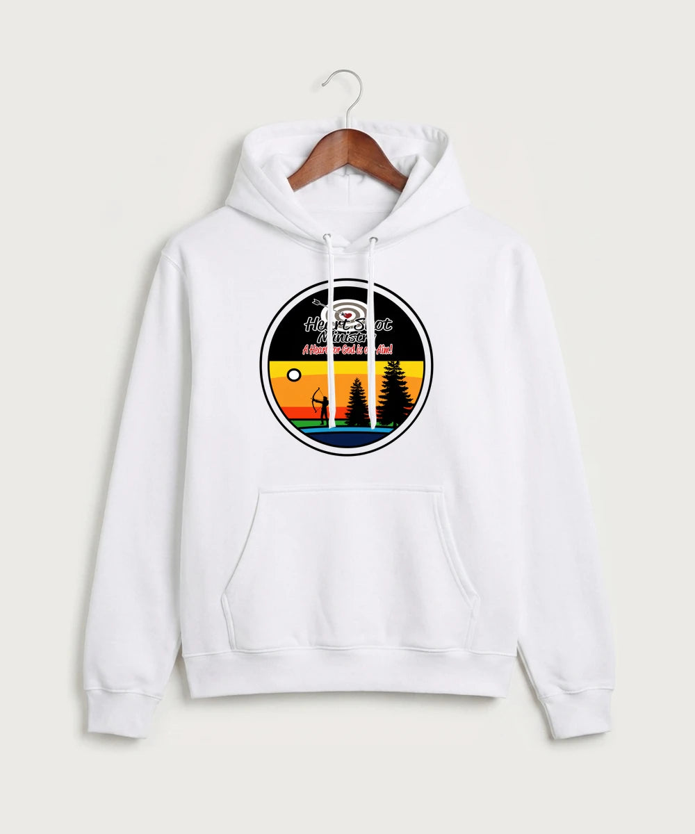 Heart Shot Ministry Archery Team Store - White Port & Co Core Fleece Pullover Hooded Sweatshirt. PC78H