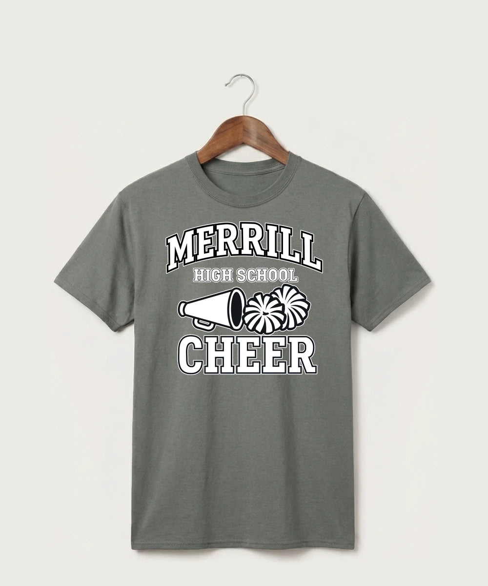 Merrill Dance and Cheer - Medium Grey Port & Co Core Cotton Tee. PC54