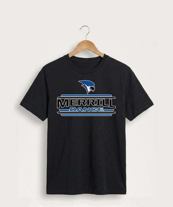 Merrill Dance and Cheer - Jet Black Port & Co Core Cotton Tee. PC54