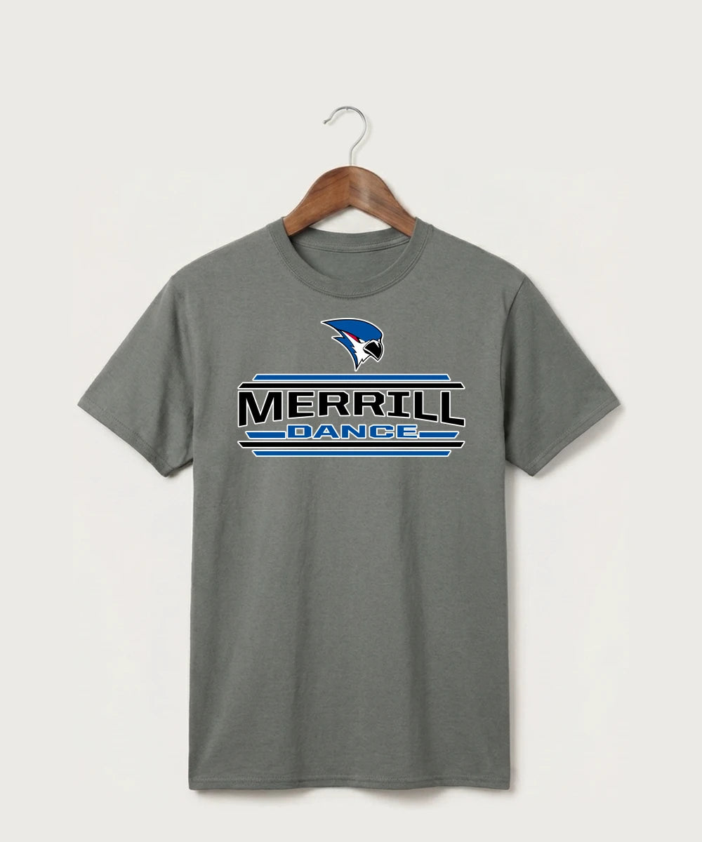 Merrill Dance and Cheer - Medium Grey Port & Co Core Cotton Tee. PC54