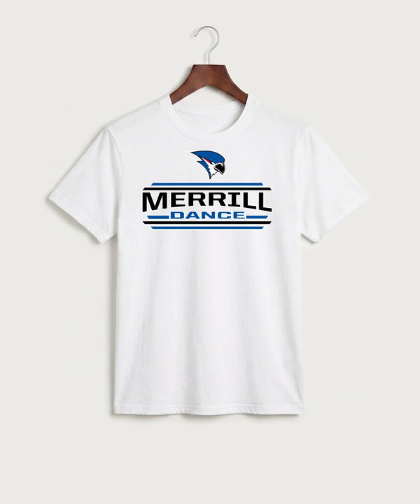 Merrill Dance and Cheer - White Port & Co Core Cotton Tee. PC54