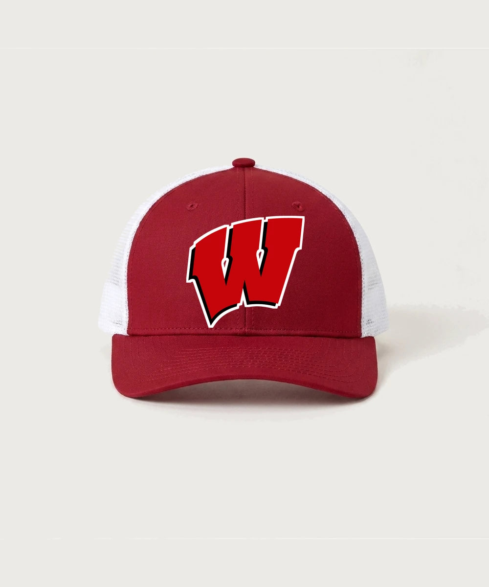 Wisconsin Lutheran High School Football (Boys) - Deep Red/ White Sport-Tek Club Trucker Cap STC46