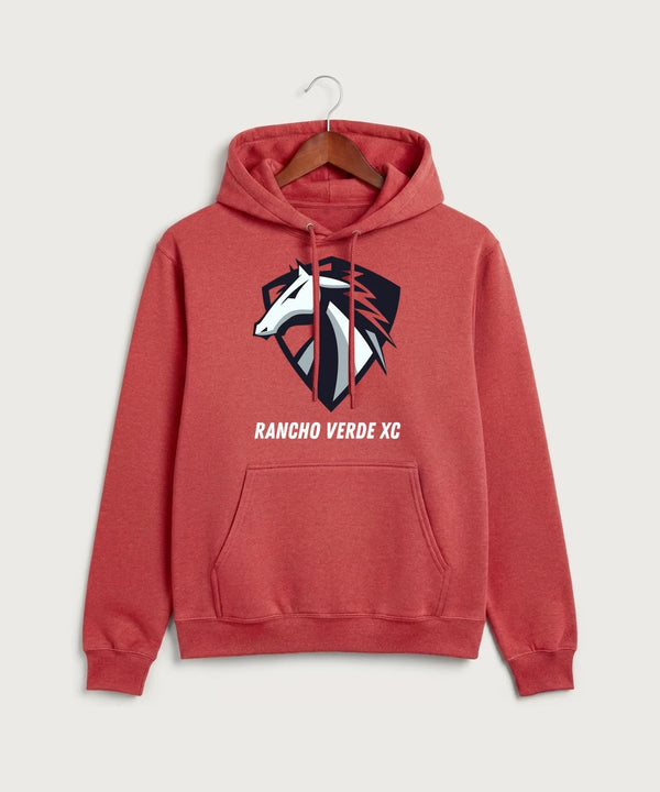 Rancho Verde XC - Heather Red Port & Co Core Fleece Pullover Hooded Sweatshirt. PC78H