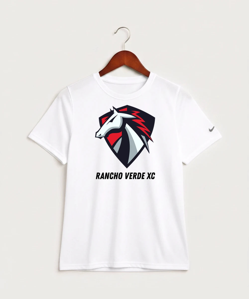 Rancho Verde Cross Country - White Nike Youth Swoosh Sleeve rLegend Tee NKDX8787
