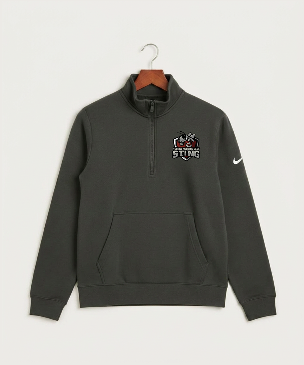 Yellow Medicine East High School Football (Boys) - Anthracite Nike Club Fleece Sleeve Swoosh 1/2-Zip NKDX6718
