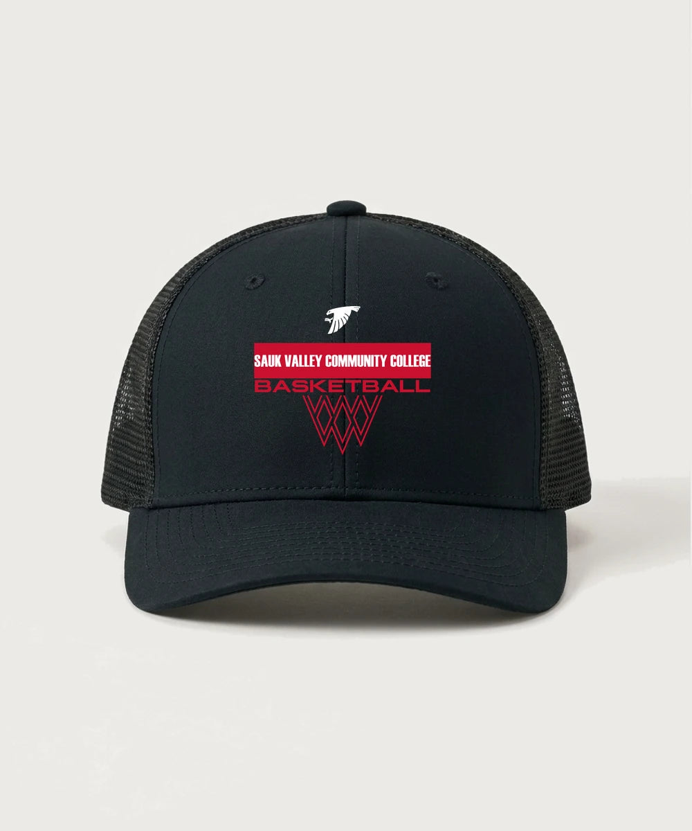 Sauk Valley Community College Basketball Team Store - Black/ Black Sport-Tek Club Trucker Cap STC46