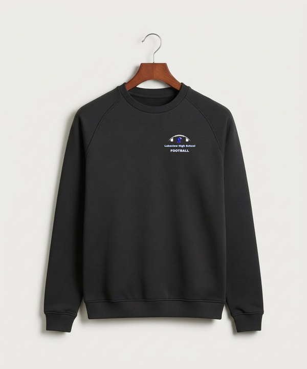 Lakeview High School Football (Boys) - Black Crewneck - Left Chest