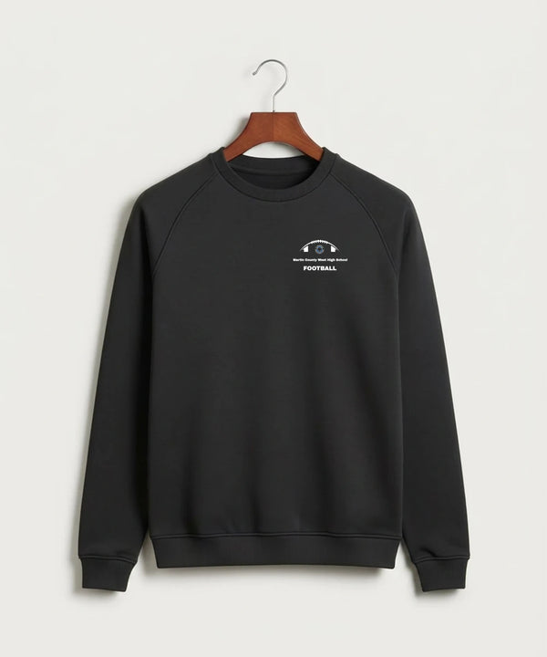 Martin County West High School Football (Boys) - Black Crewneck - Left Chest
