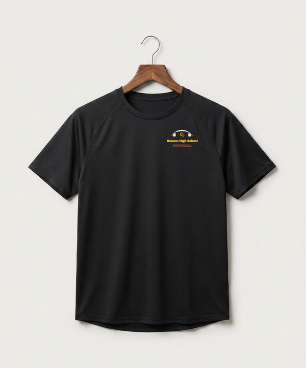Benson High School Football (Boys) - Black Tee - Left Chest