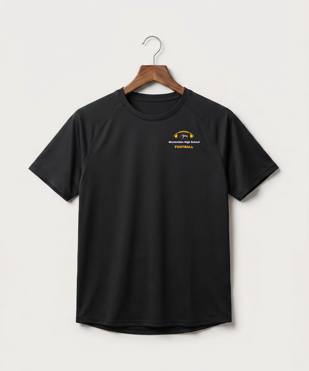 Montevideo High School Football (Boys) - Black Tee - Left Chest