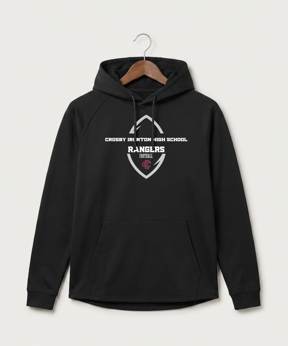 Crosby Ironton High School Football (Boys) - Black Hoodie - Full Front