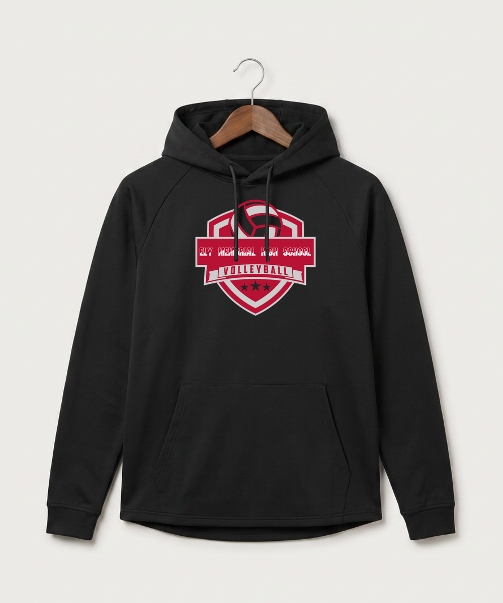 Ely Memorial High School Volleyball (Girls) - Black Hoodie - Full Front