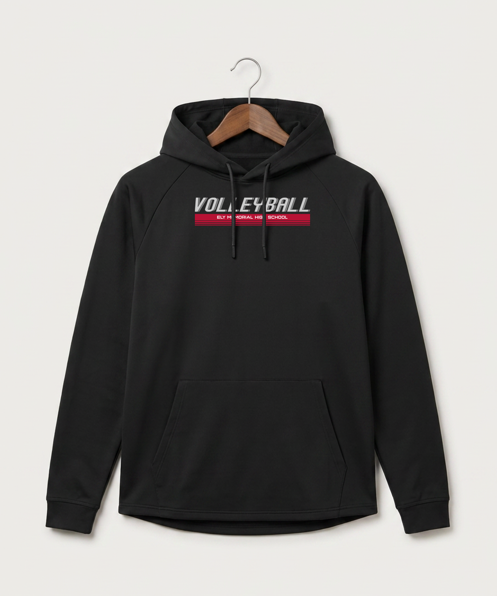 Ely Memorial High School Volleyball (Girls) - Black Hoodie - Full Front