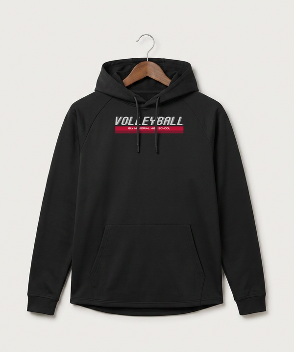 Ely Memorial High School Volleyball (Girls) - Black Hoodie - Full Front