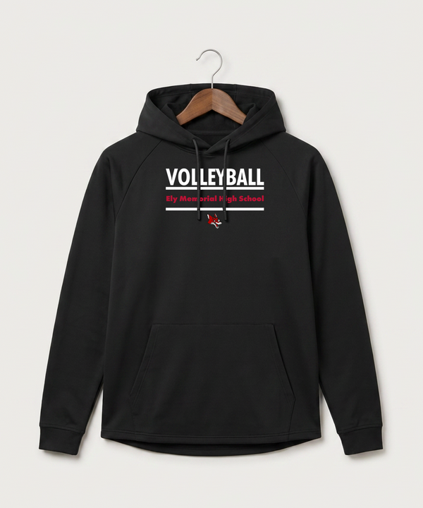 Ely Memorial High School Volleyball (Girls) - Black Hoodie - Full Front