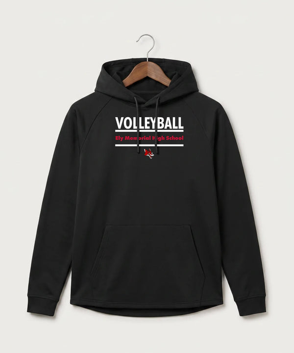 Ely Memorial High School Volleyball (Girls) - Black Hoodie - Full Front