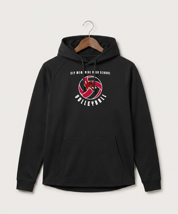 Ely Memorial High School Volleyball (Girls) - Black Hoodie - Full Front