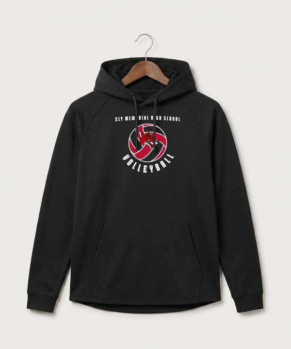 Ely Memorial High School Volleyball (Girls) - Black Hoodie - Full Front