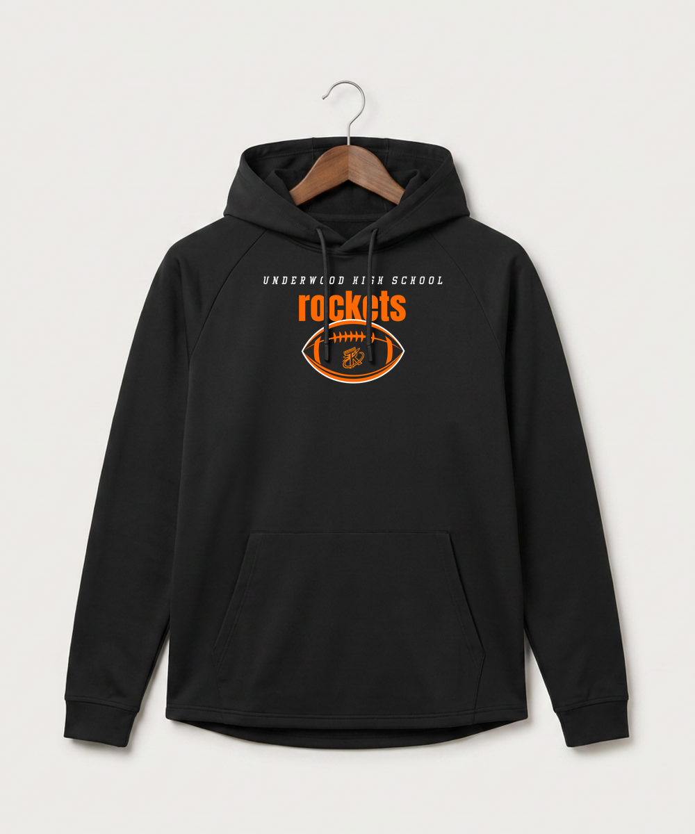 Underwood High School Football (Boys) - Black Hoodie - Full Front