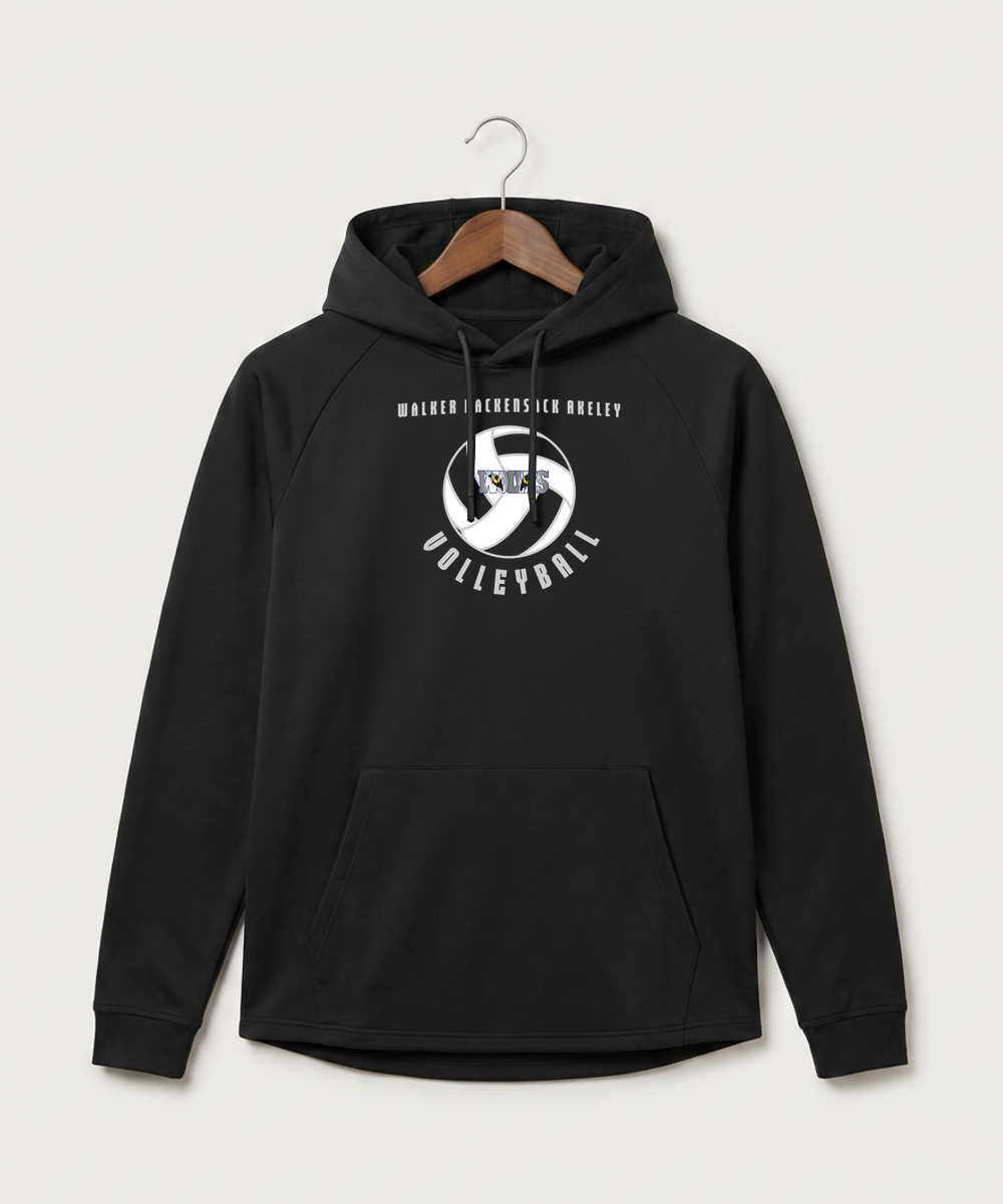 Walker Hackensack Akeley Volleyball (Girls) - Black Hoodie - Full Front
