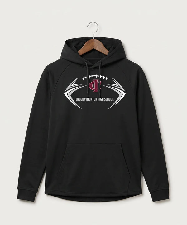 Crosby Ironton High School Football (Boys) - Black Hoodie - Full Front