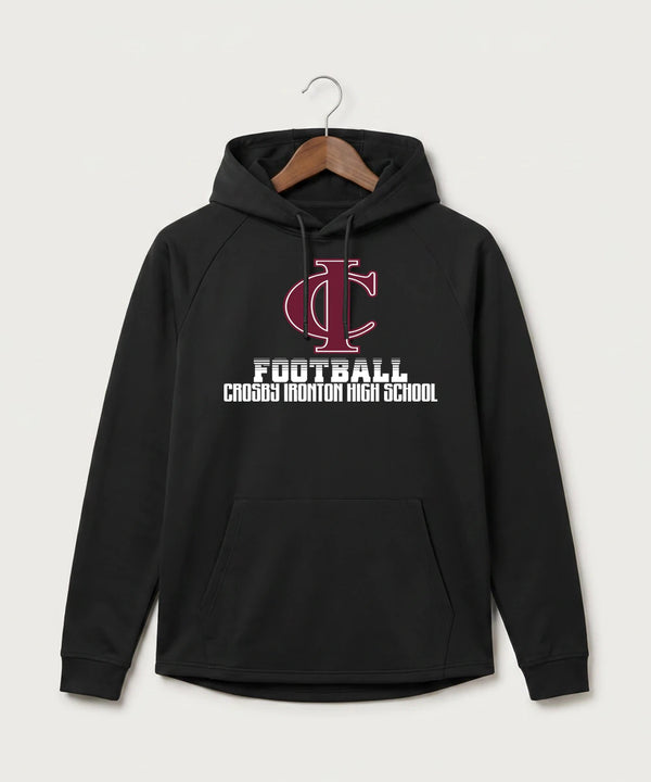 Crosby Ironton High School Football (Boys) - Black Hoodie - Full Front
