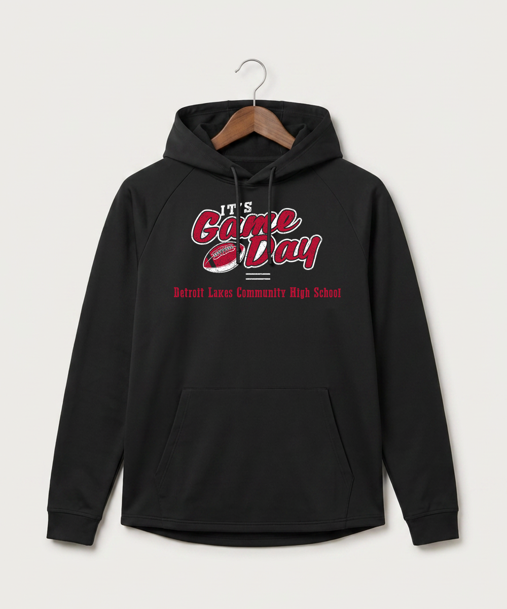 Detroit Lakes Community High School Football (Boys) - Black Hoodie - Full Front