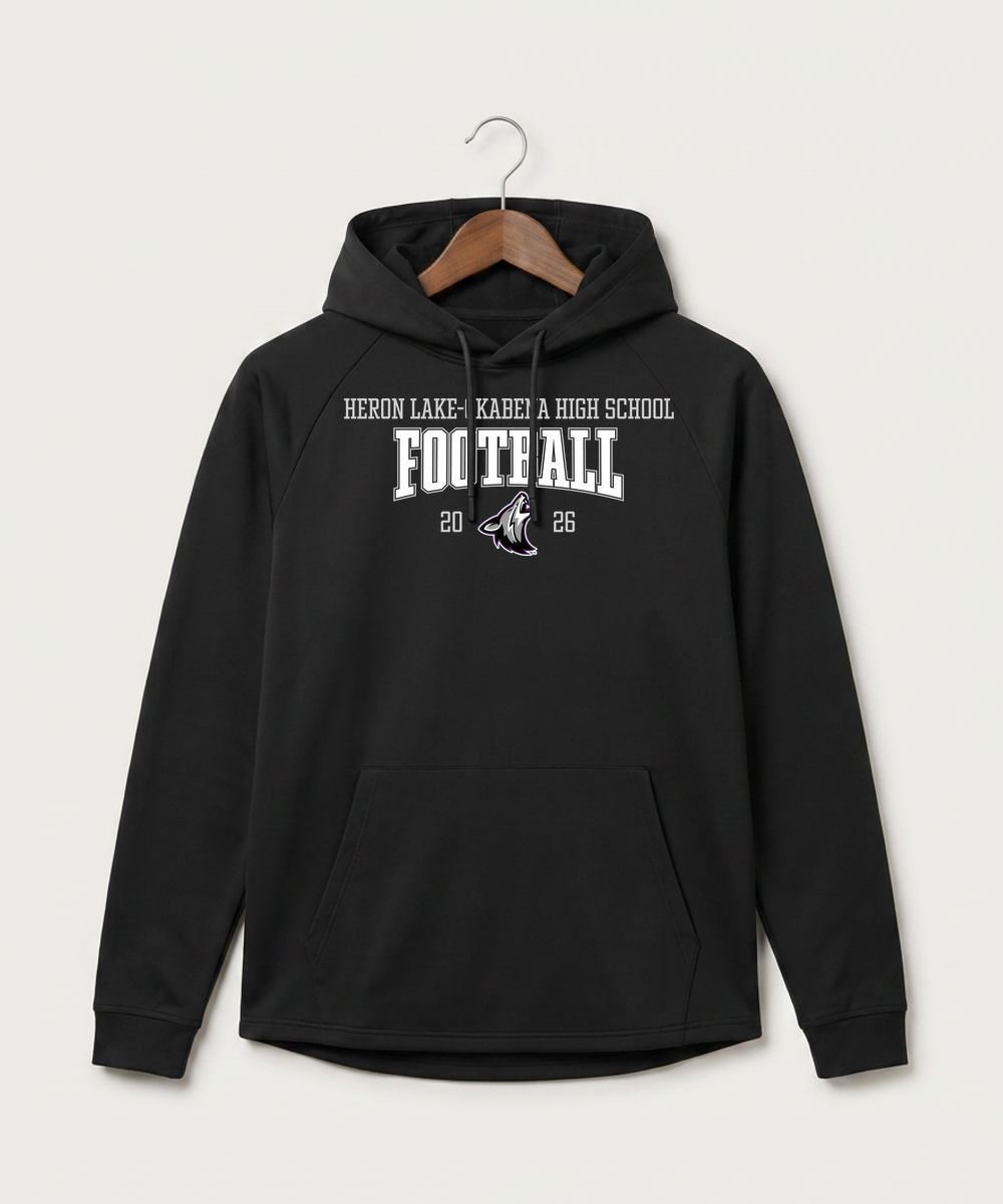 Heron Lake-Okabena High School Football (Boys) - Black Hoodie - Full Front