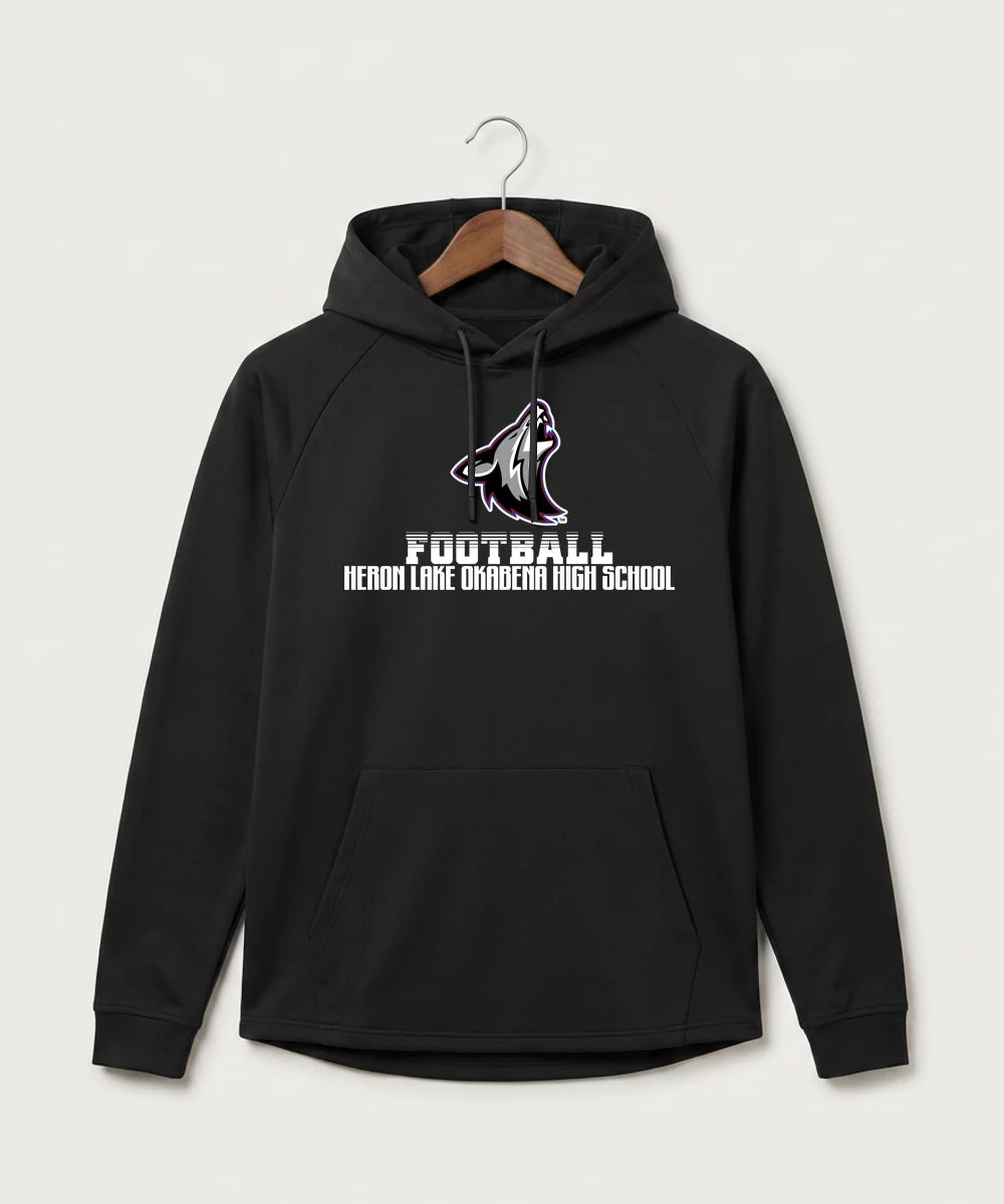 Heron Lake-Okabena High School Football (Boys) - Black Hoodie - Full Front