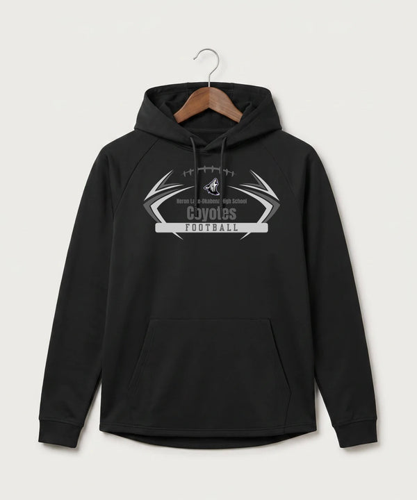 Heron Lake-Okabena High School Football (Boys) - Black Hoodie - Full Front