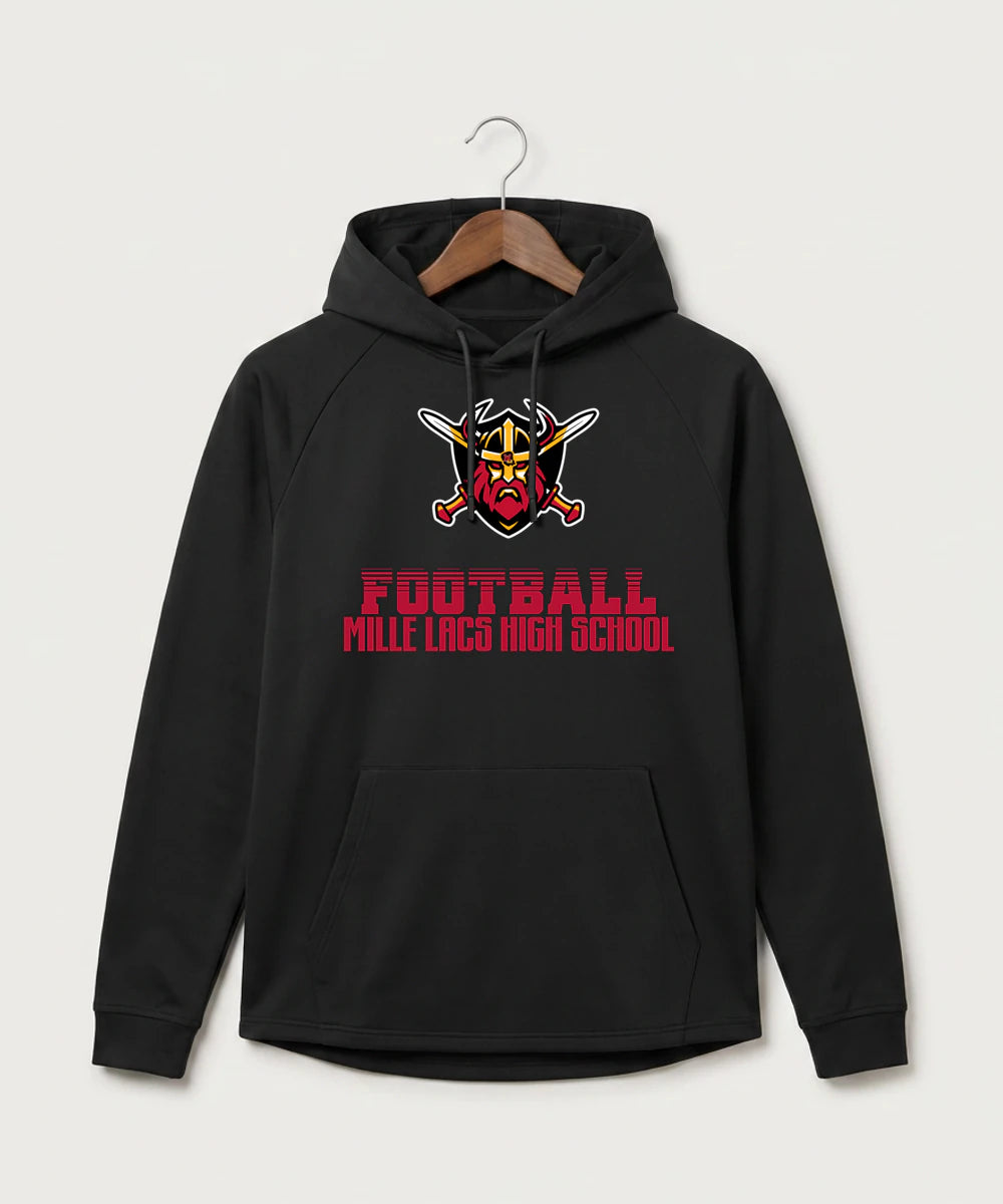 Mille Lacs High School Football (Boys) - Black Hoodie - Full Front