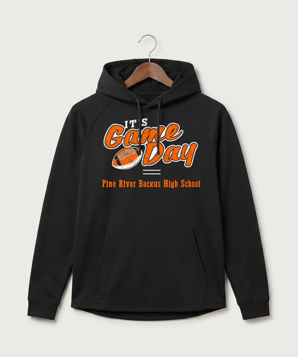Pine River Backus High School Football (Boys) - Black Hoodie - Full Front