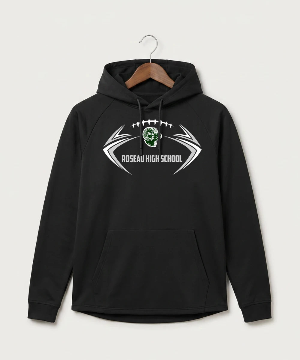 Roseau High School Football (Boys) - Black Hoodie - Full Front