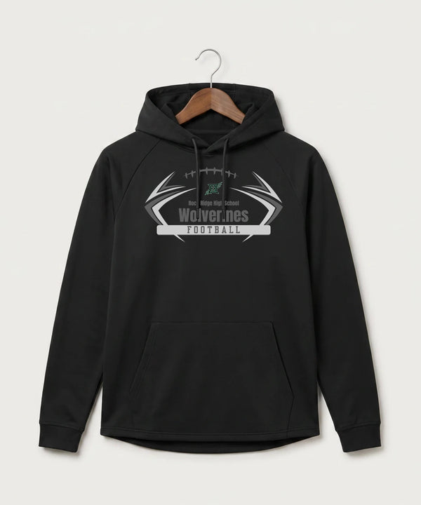 Rock Ridge High School Football (Boys) - Black Hoodie - Full Front