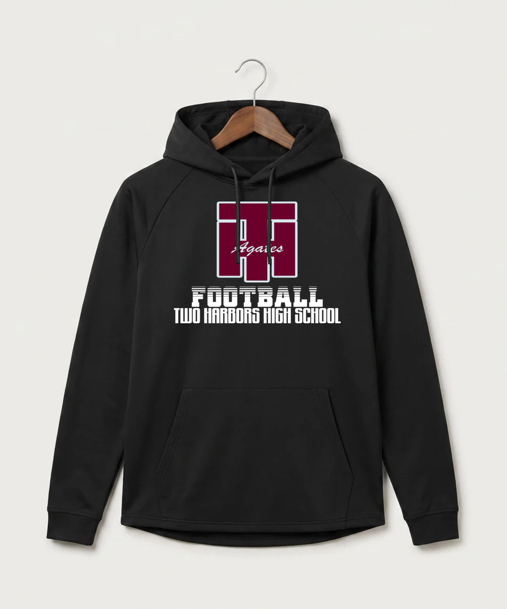 Two Harbors High School Football (Boys) - Black Hoodie - Full Front
