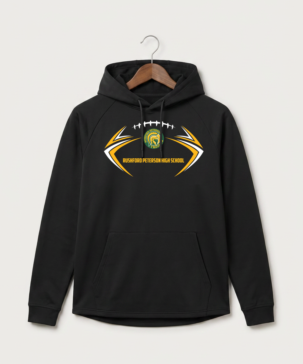 Rushford Peterson High School Football (Boys) - Black Hoodie - Full Front