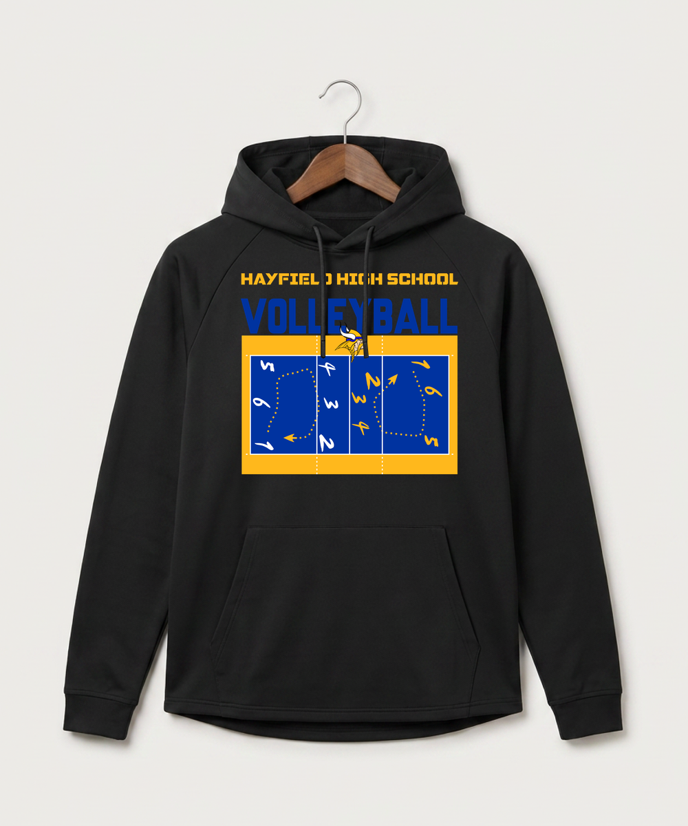 Hayfield High School Volleyball (Girls) - Black Hoodie - Full Front