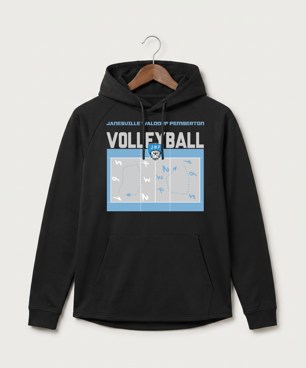 Janesville Waldorf Pemberton Volleyball (Girls) - Black Hoodie - Full Front