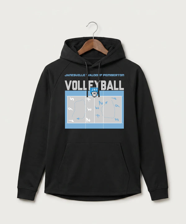Janesville Waldorf Pemberton Volleyball (Girls) - Black Hoodie - Full Front
